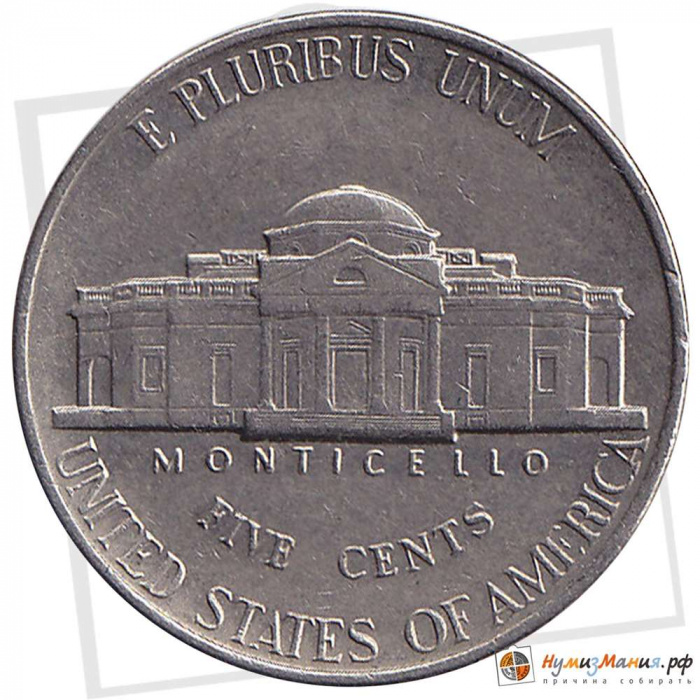 (1976) Монета США 1976 год 5 центов   Томас Джефферсон Медь-Никель  VF